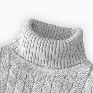 New Men's Turtleneck Sweater Solid Color High Neck Pullover Knitted Sweaters Casual Elastic Sweatwear Mens Fall Winter