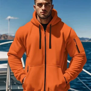 Men cardigan zipper Arm Pocket Hoodie Trendy Streetwear Comfortable Loose Autumn Winter warm Sweatshirt casual Men's Hoodie