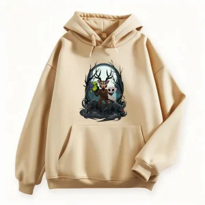 Men's hoodie with scary animal pattern print 2025 Halloween ghost hoodie top fashionable and casual hoodie
